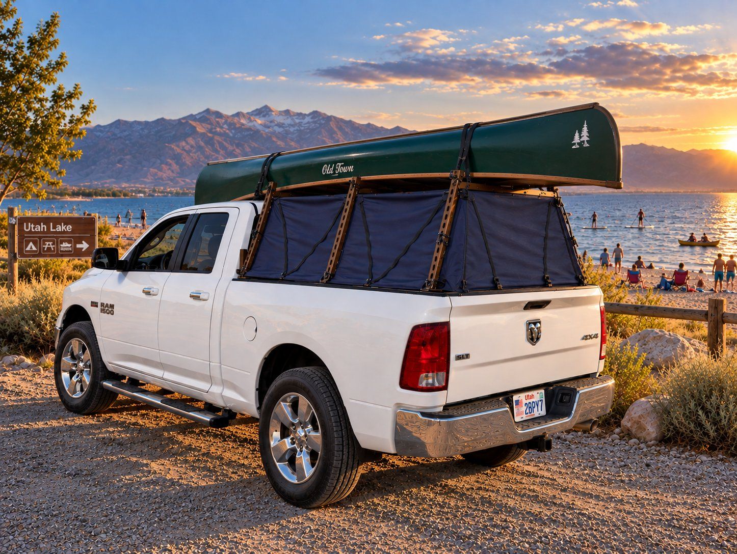 Canoe carried on top of the rack